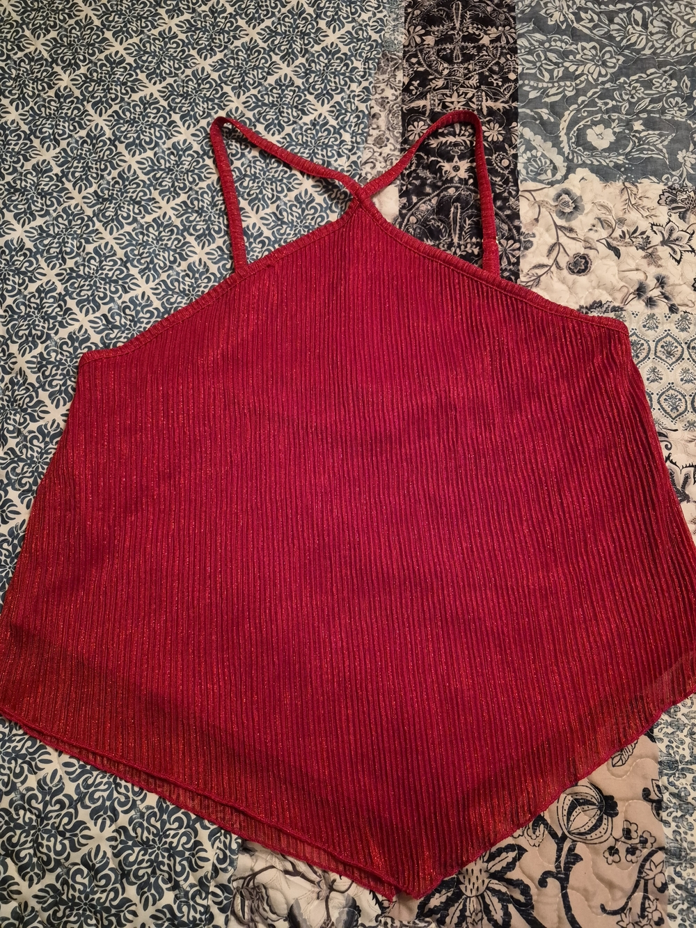 No Boundaries Red Ribbed Halter Camisole